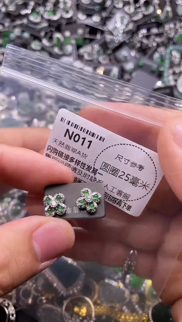 翡翠未镶嵌颈饰N011耳钉