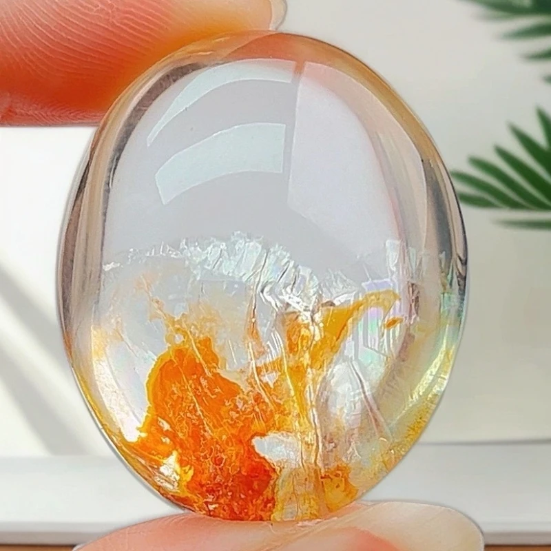 天然红胶花彩虹水晶吊坠锦鲤幸运稀有珠宝尺寸35.5*25.5*19.5mm