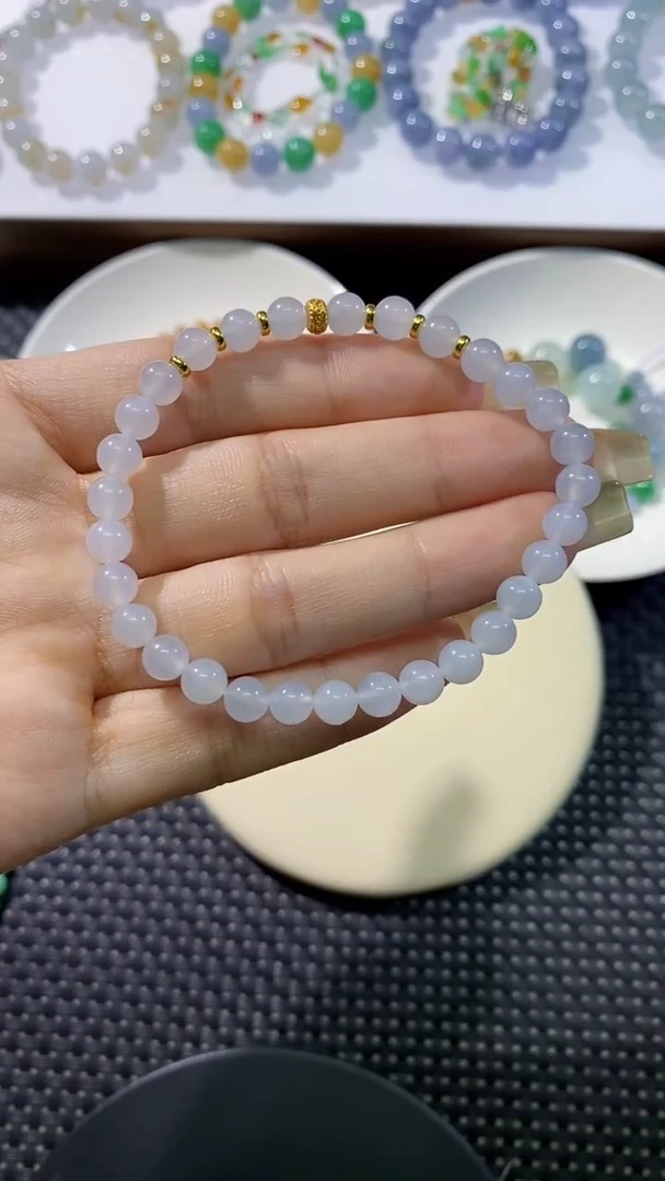 散珠翡翠卡5.8白月光手串