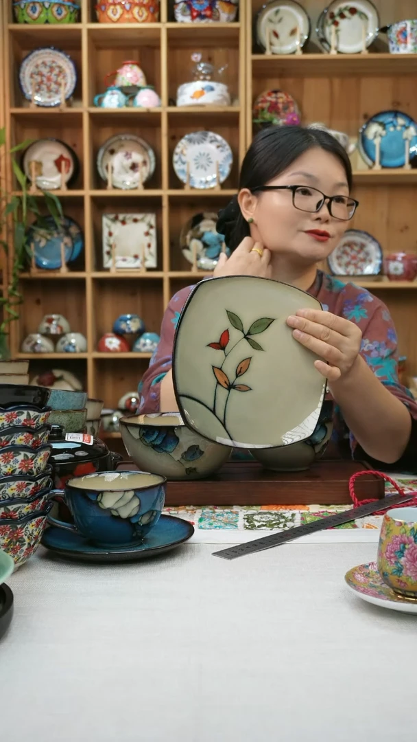 瓷片小可高温陶瓷餐具一只异形盘