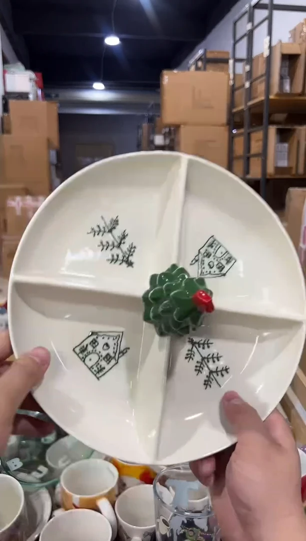 瓷片圣诞树分隔盘 微瑕