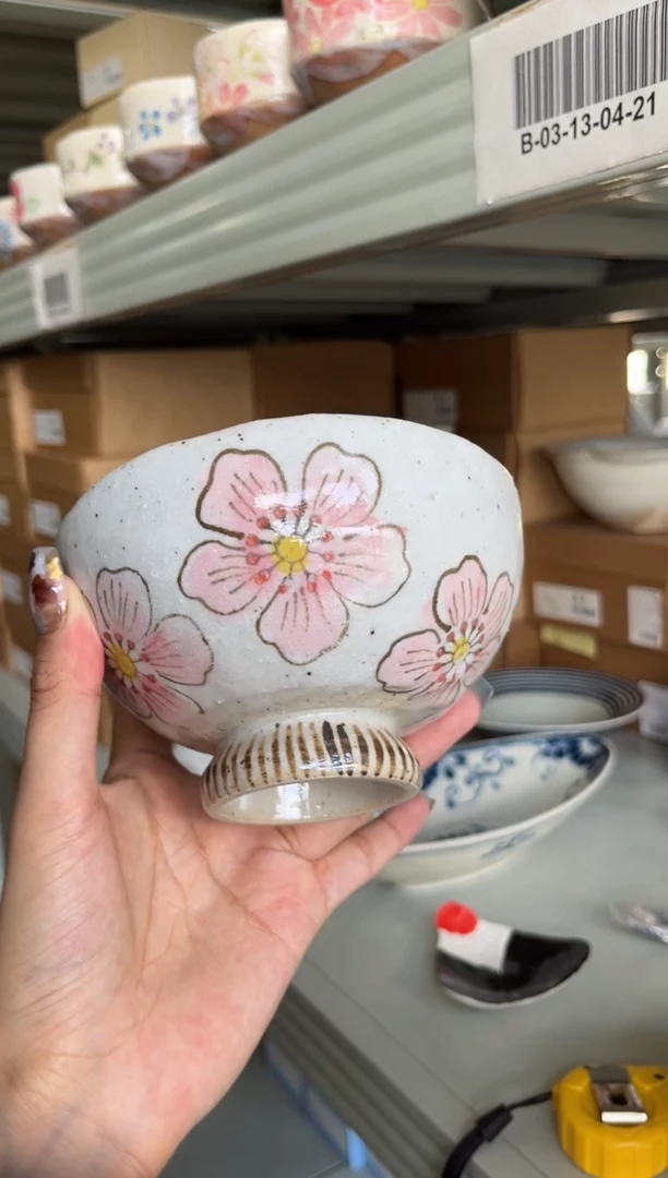 瓷片新品 花间流年饭碗（粉）