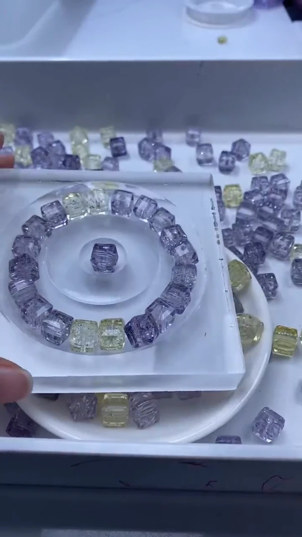 颈饰未镶嵌水晶w3294紫黄碧玺方糖10mm*8颗