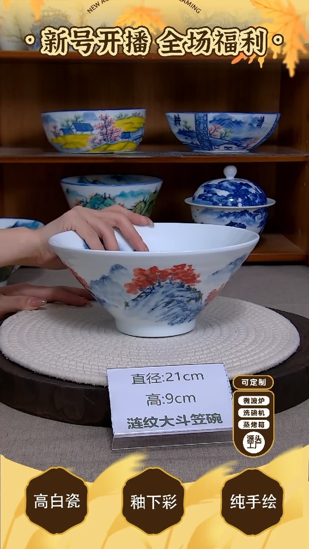 盘【陶源造】景德镇手绘釉下彩陶瓷餐具