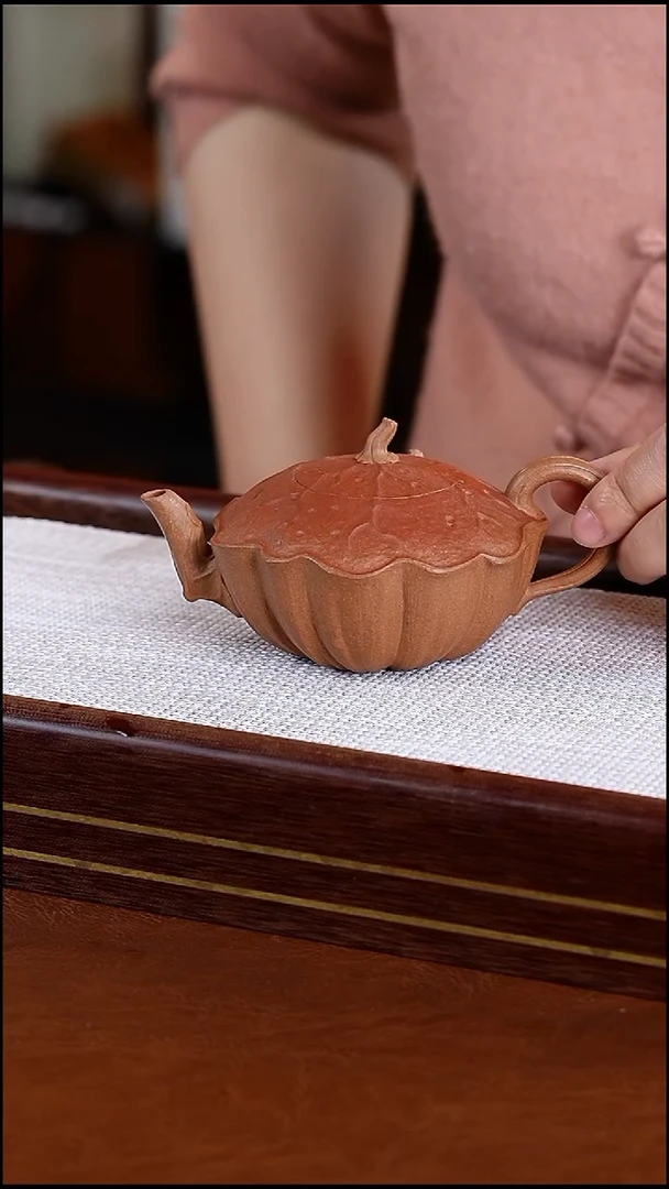 茶壶紫砂花器荷叶壶段泥
