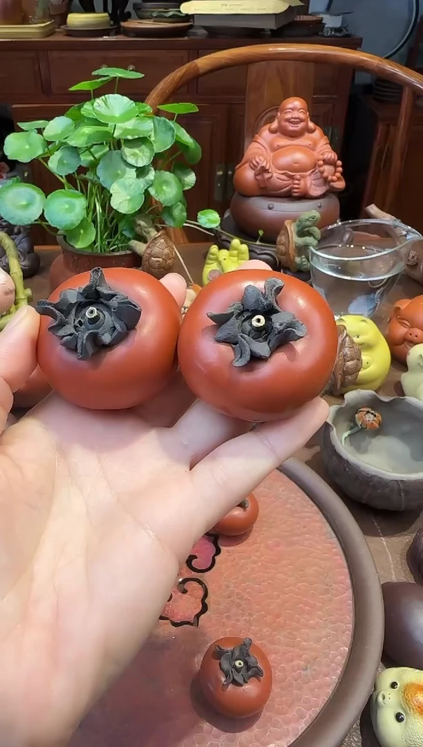 紫砂茶宠紫砂大号柿子