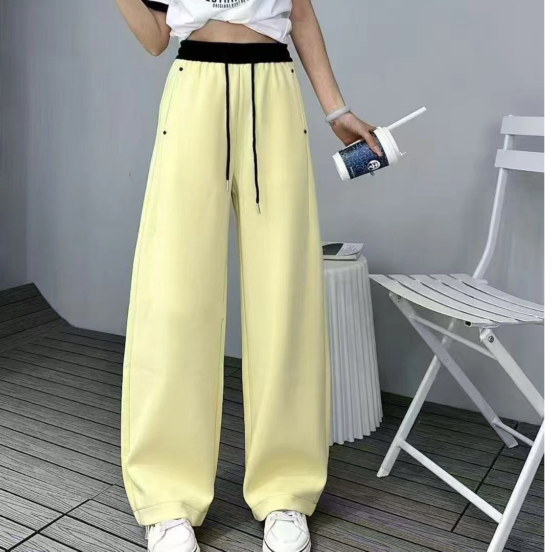 9199 2025春季新款韩版宽松休闲百搭长裤女设计感小众洋气休闲裤