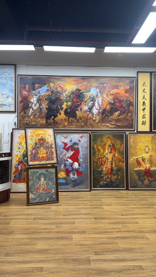 油画八大金刚带框110*260