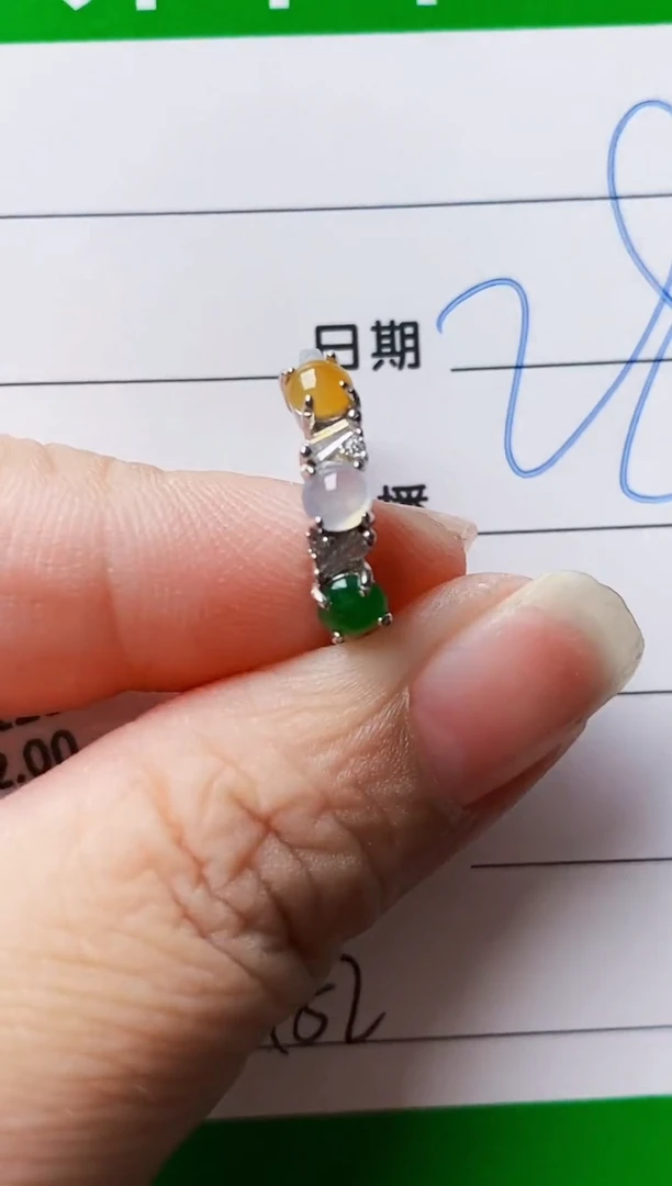 银S925镶嵌戒指翡翠7482
