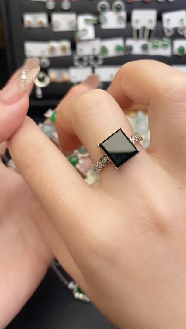 银S925镶嵌戒指翡翠0