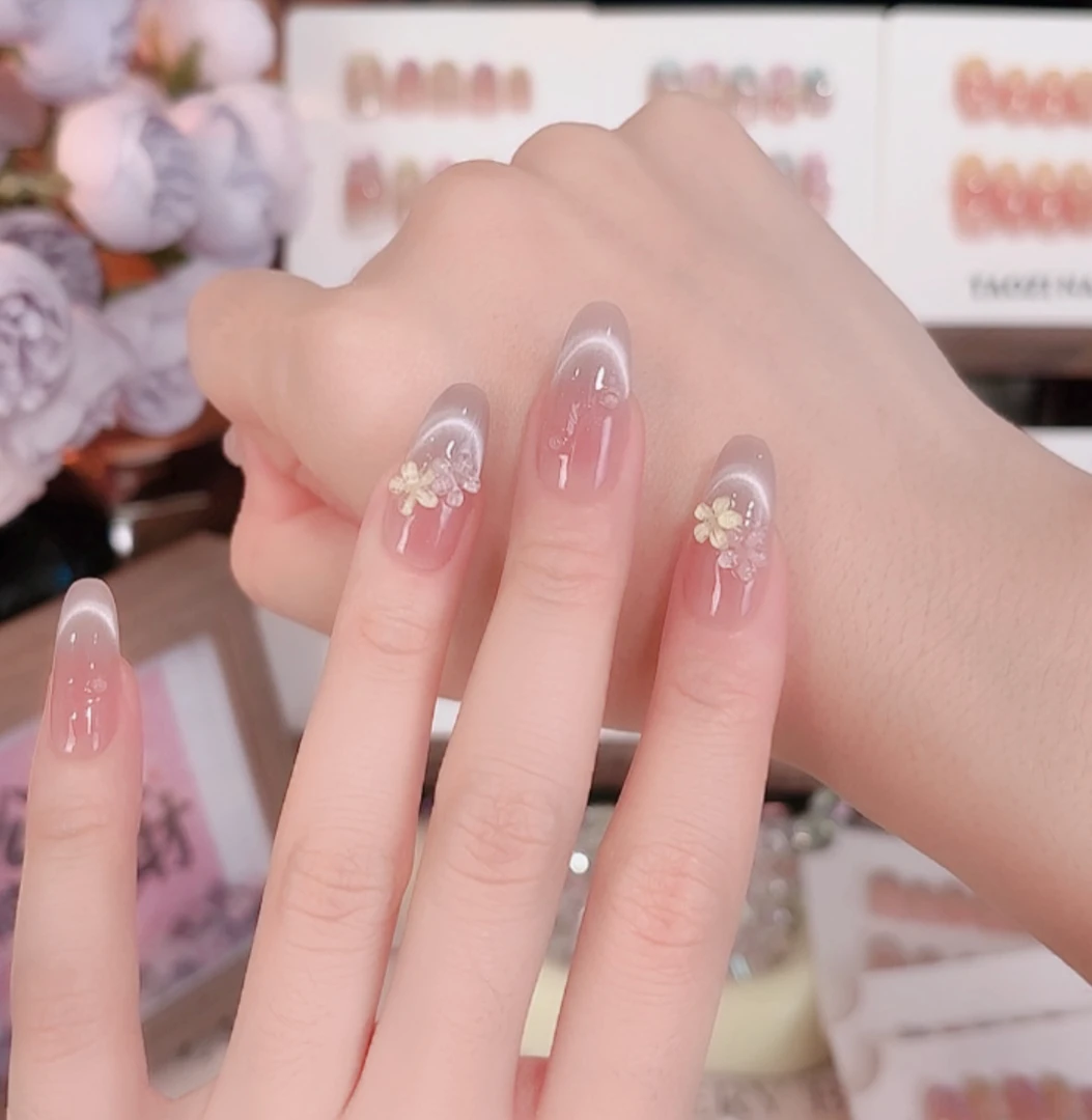 【冰透小花】纯手工新款穿戴美甲款--10片装