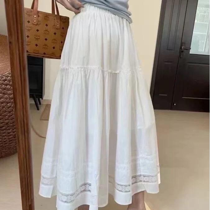 FUJIA STYLE新款气质休闲简约纯色镂空半身裙Q05060