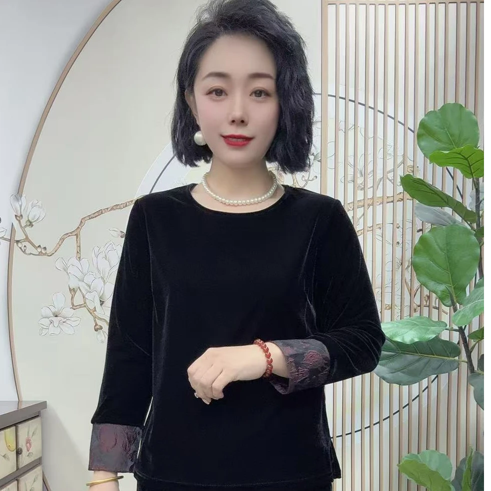 新款提花袖口小衫打底