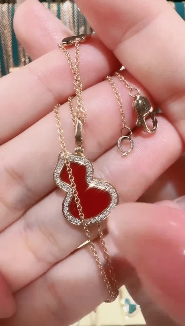 【闪购商品】钻石套链18K金镶嵌红色葫芦套链