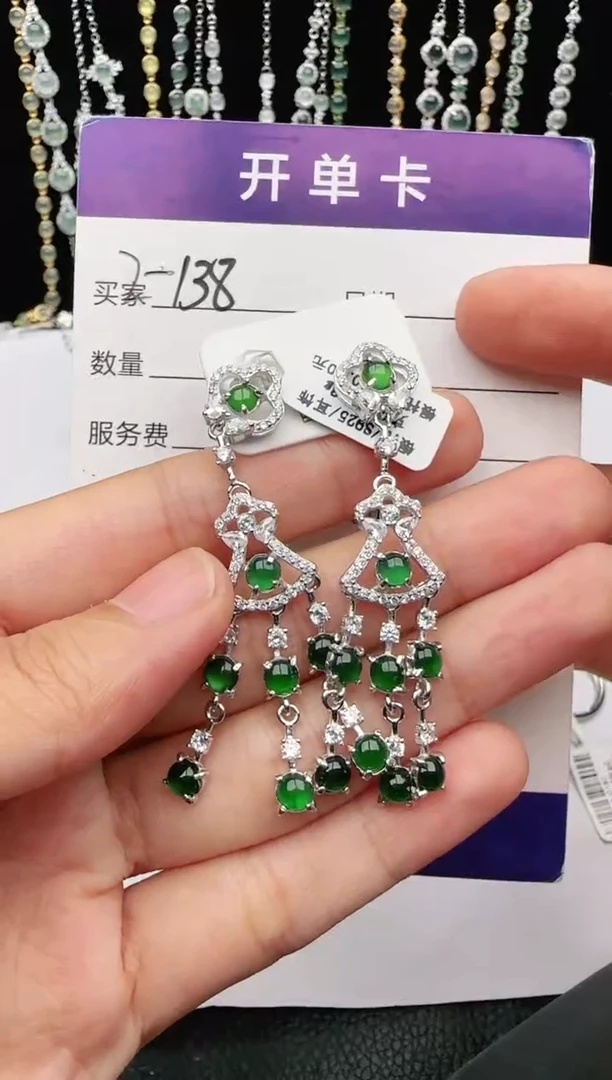 翡翠戒指银S925镶嵌2222