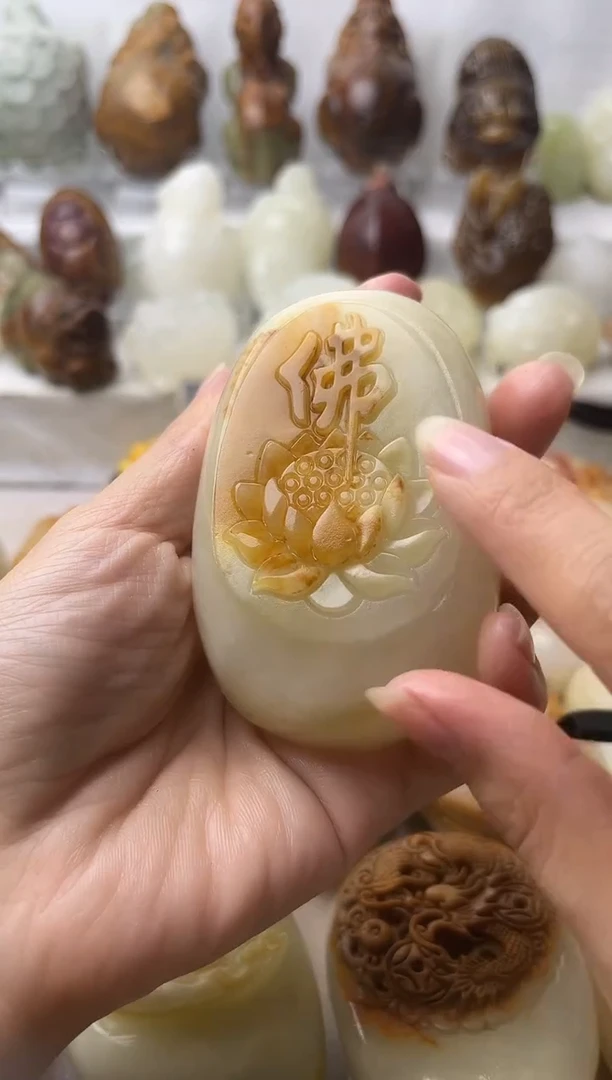 石材方解石棉纹正常不退换佛莲花