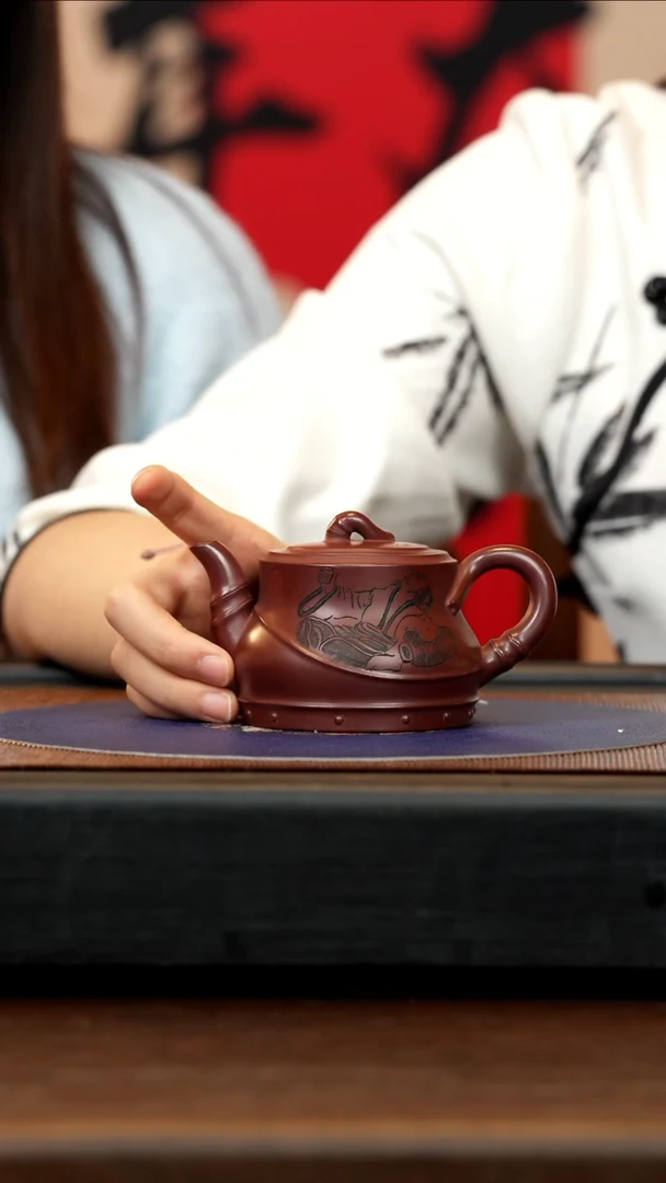 【闪购商品】紫砂茶壶ZLH 龙血砂 竹段 200cc