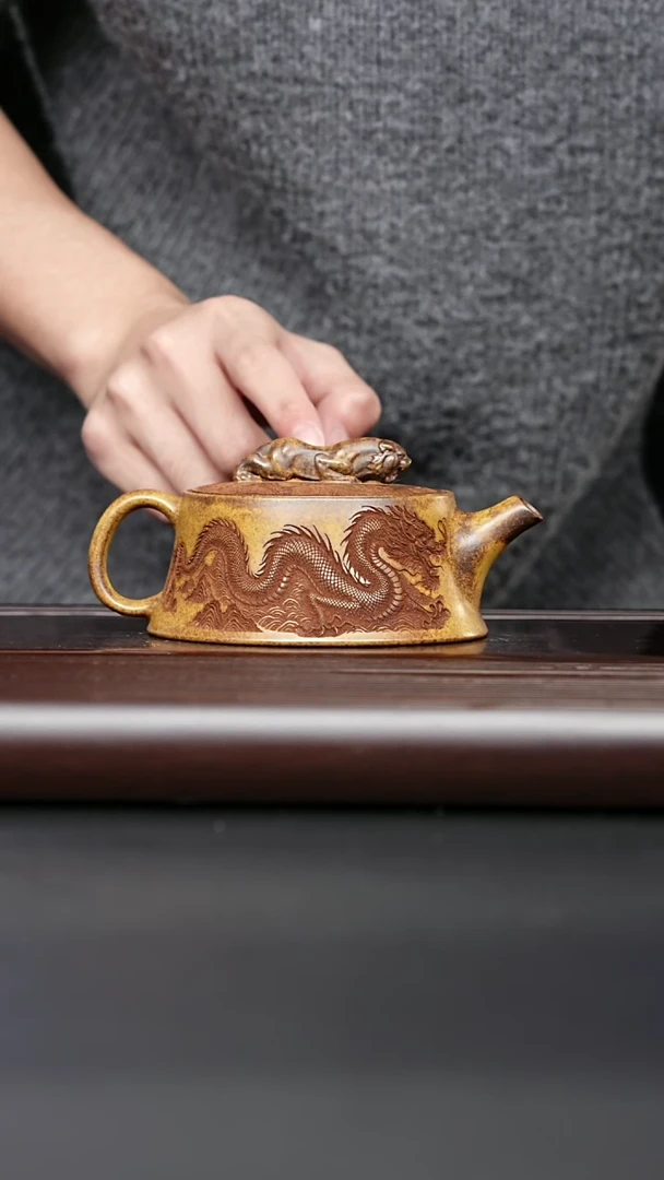 紫砂壶宜兴紫砂 卧虎藏龙龙骨金砂