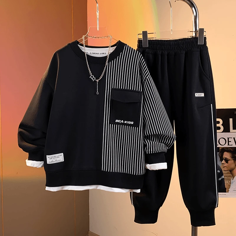 【加绒/不加绒】男童秋季休闲套装中大童新款儿童卫衣两件套套装