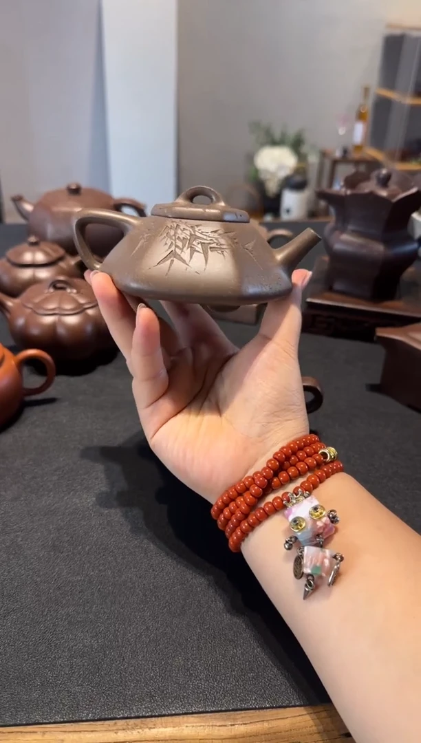 茶壶紫砂坤*六方石瓢 清灰老段