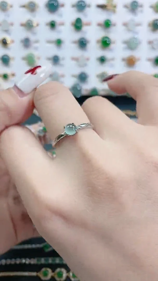 银S925镶嵌戒指翡翠天然翡翠