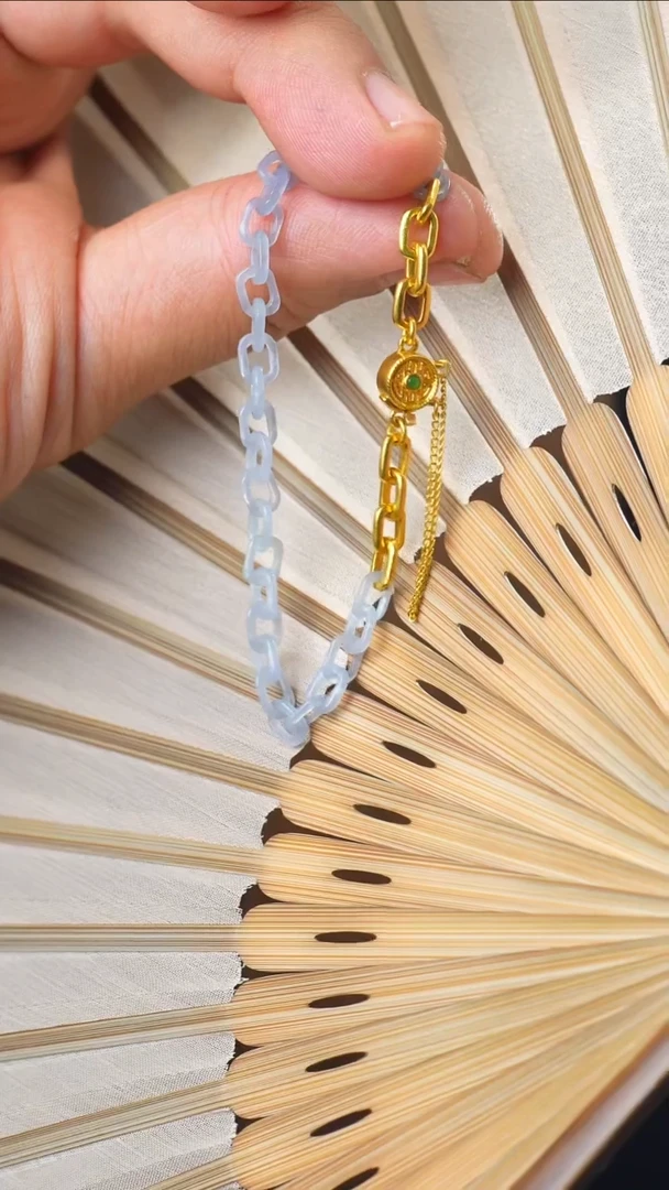 未镶嵌手链翡翠冰种翡翠紫翡连环手链