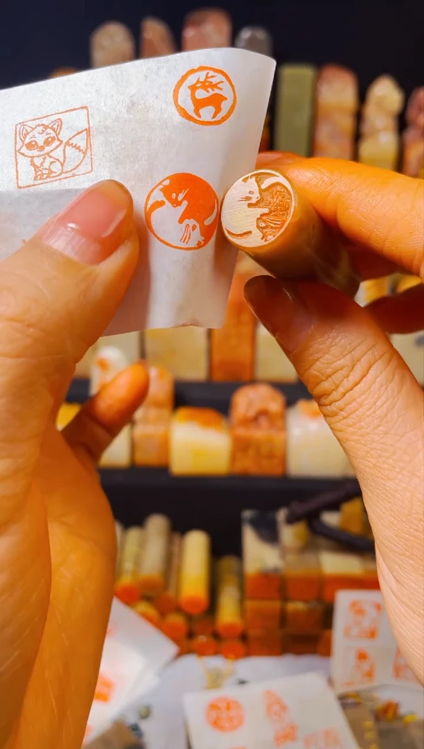 【闪购商品】巴林石印石手工篆刻《两只抱团猫》1.5