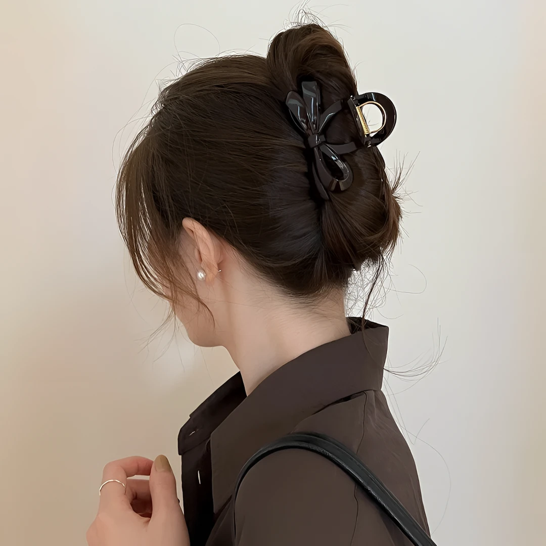 【阿敲】A1010~10cm蝴蝶结中号抓夹女新款高级感气质鲨鱼夹麦穗头饰