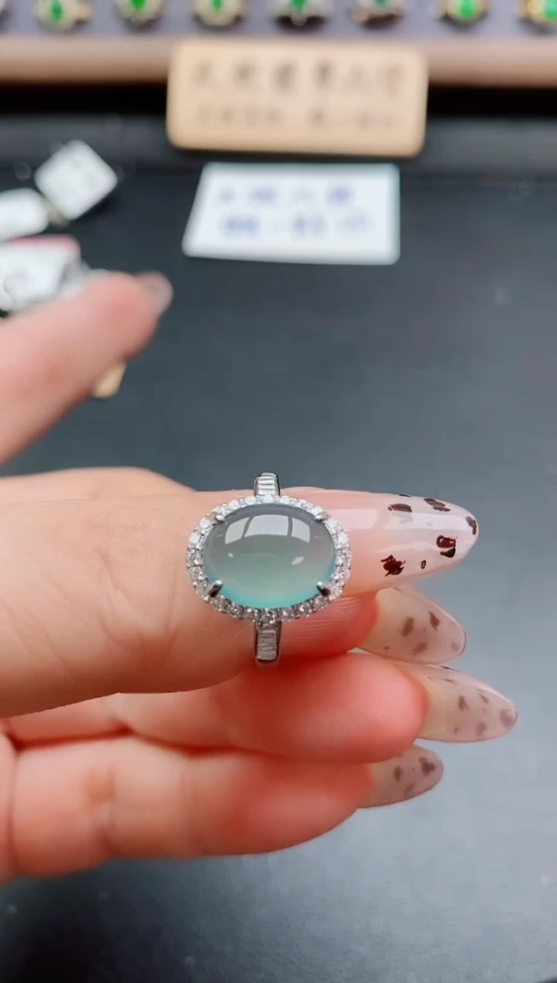 银S925镶嵌戒指翡翠1