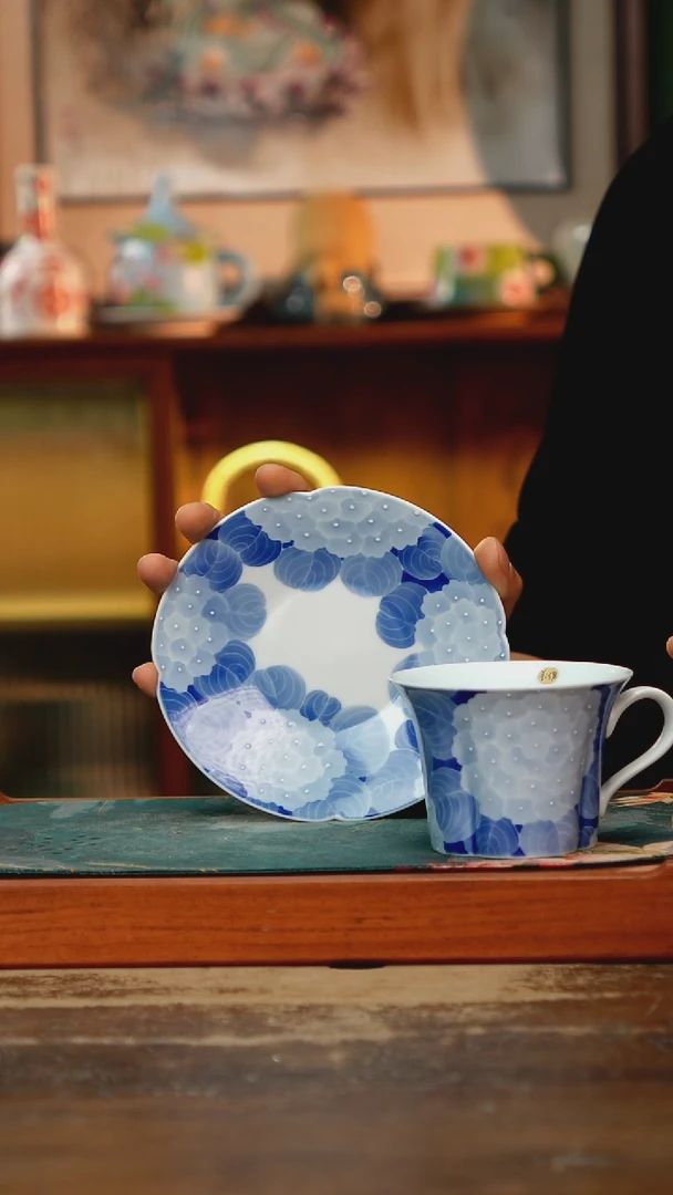 摆件景德镇纯手工釉下彩精品茶具水杯