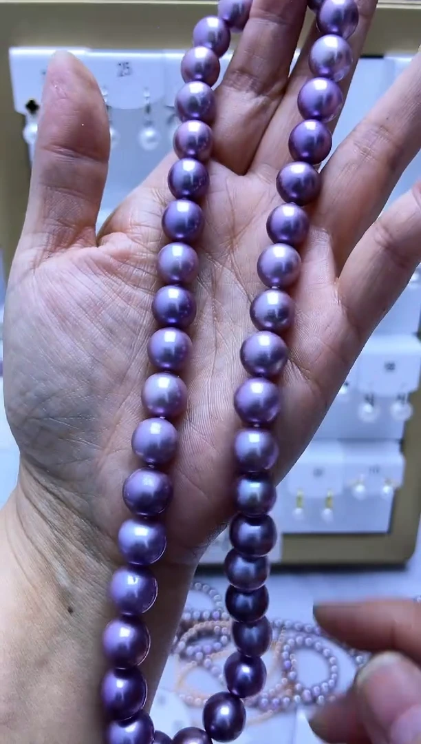 颈饰银S925镶嵌淡水珍珠紫珠串