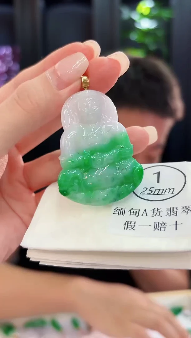 颈饰18K金镶嵌翡翠 缅料A货/支持复检/一件