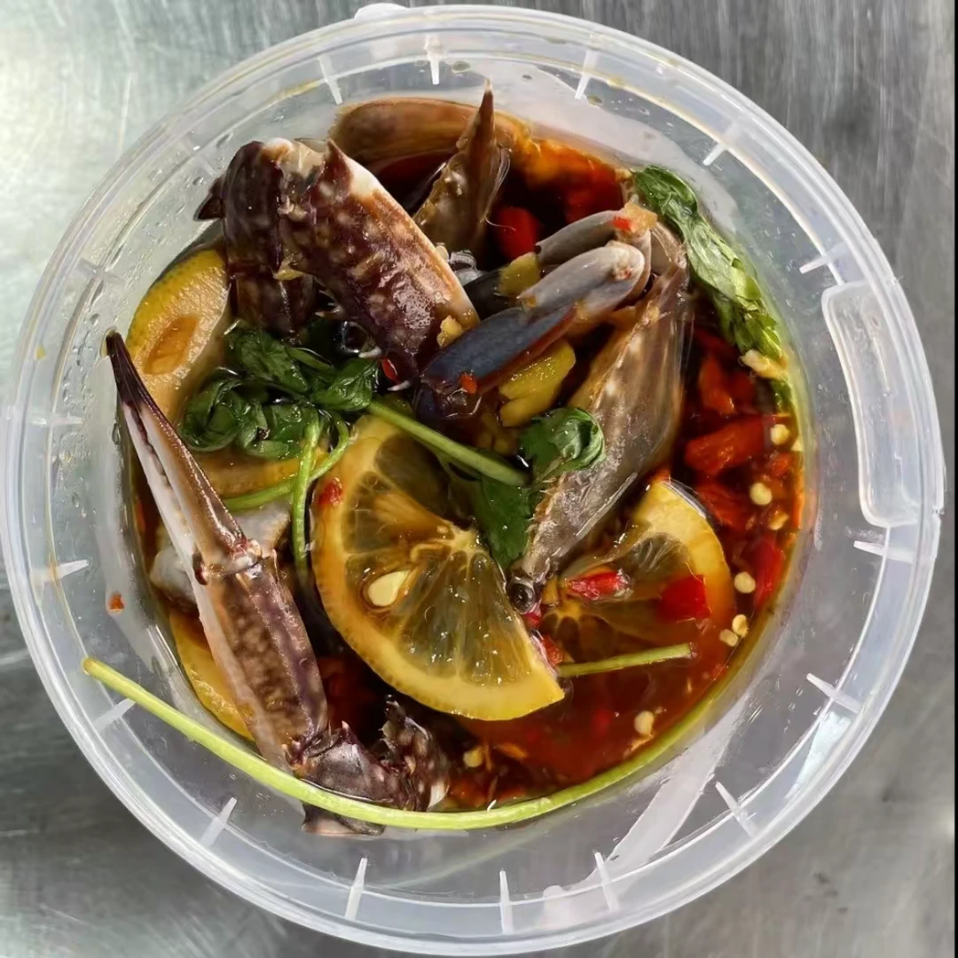 【1桶飞蟹⚪粉丝多送一桶】大连生呛调味梭子蟹500g/桶低温杀菌顺丰