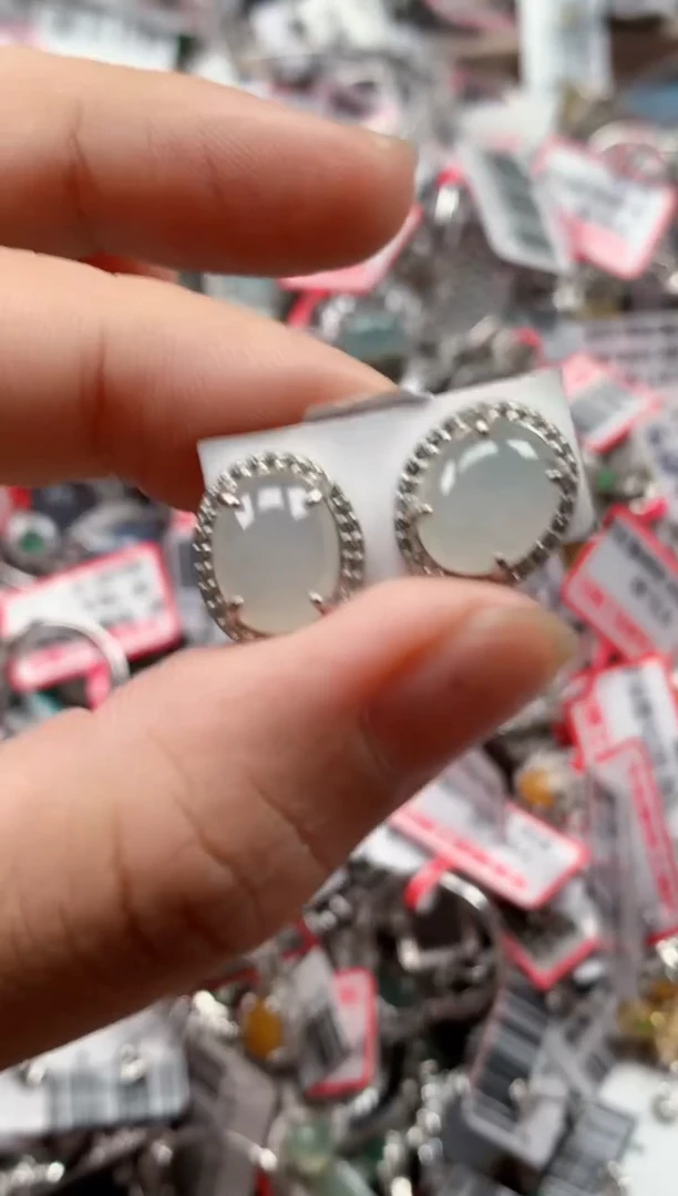 银S925镶嵌戒指翡翠天然A货缅甸翡翠