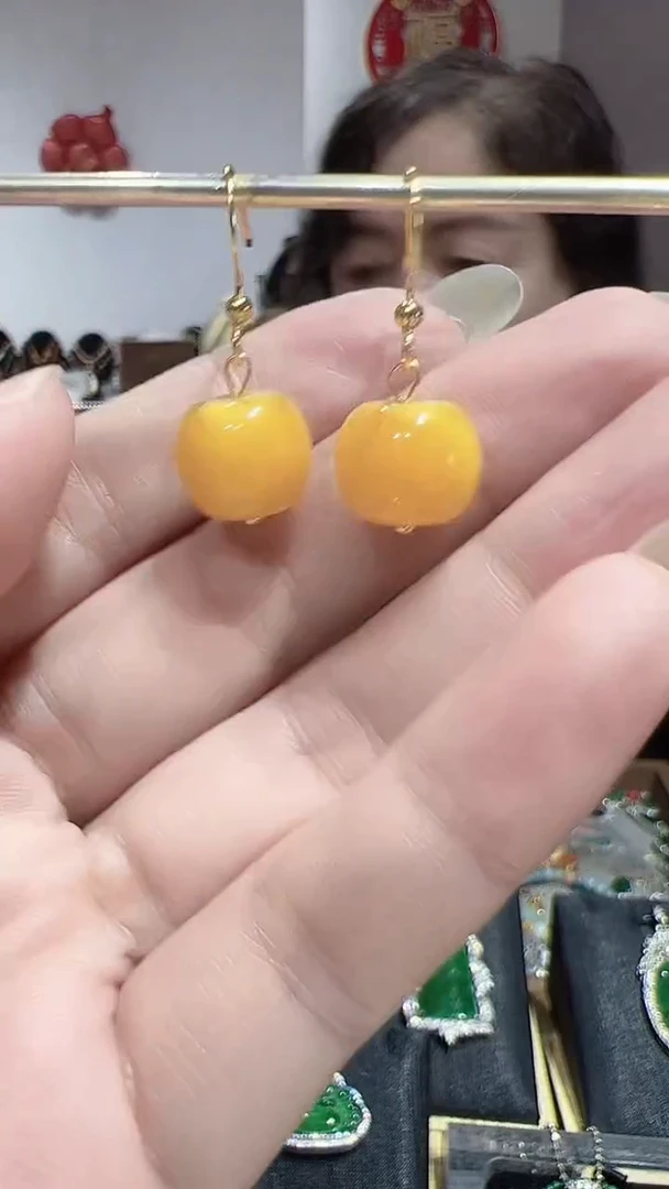 蜜蜡未镶嵌耳饰202592695