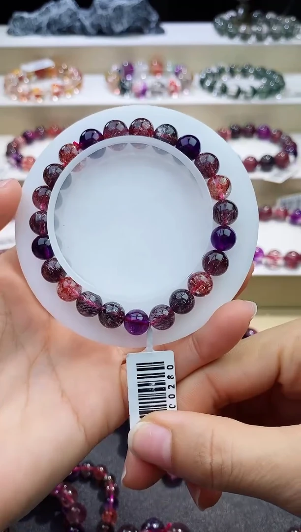 未镶嵌手链水晶黑加仑超七8m+