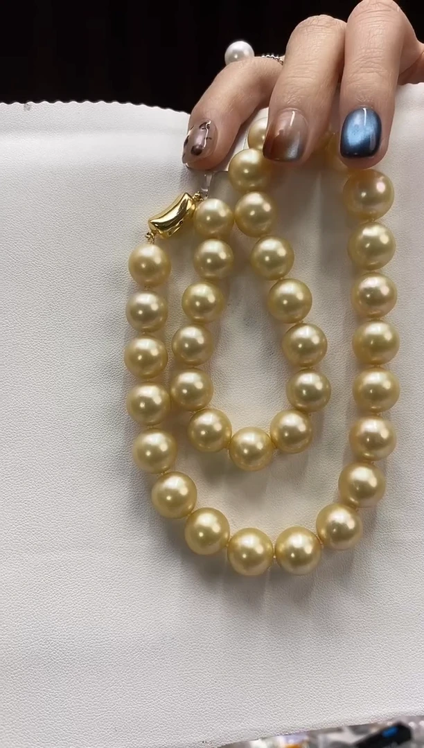 项链未镶嵌海水珍珠11-14南洋金珍珠项链