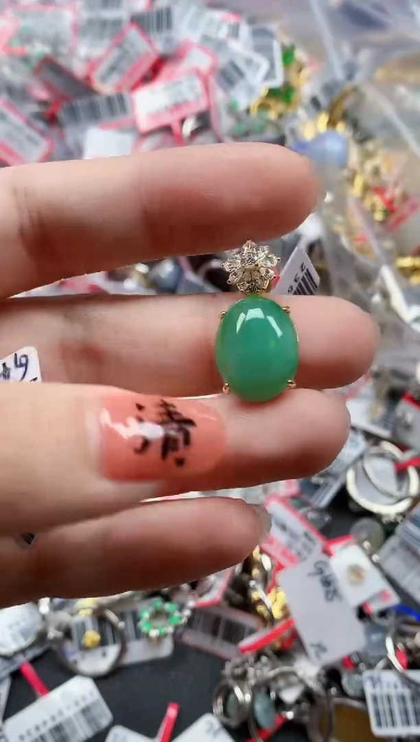 银S925镶嵌戒指翡翠天然A货缅甸翡翠