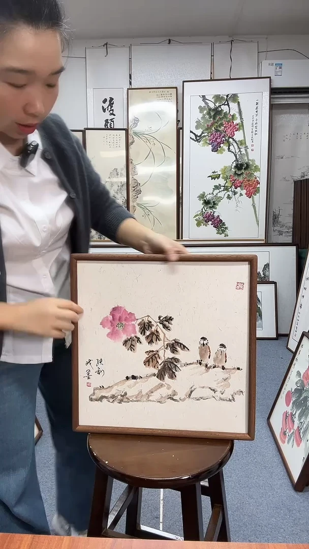 国画尺寸40*40实木画框京东包邮手绘