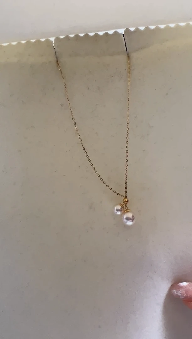 18K金镶嵌海水珍珠DA ak双珠Y链 xp120 5-8