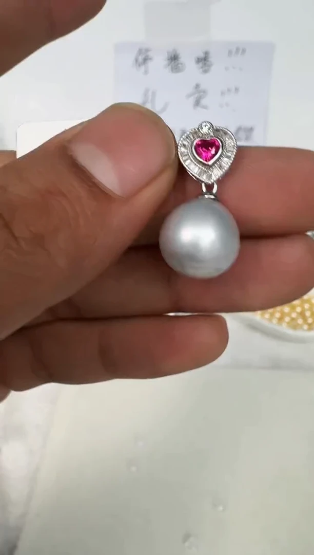 颈饰银S925镶嵌海水珍珠吊坠