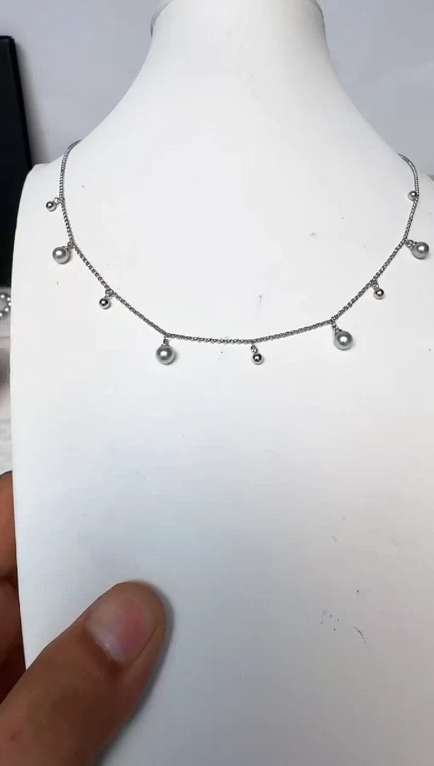 海水珍珠银S925镶嵌颈饰项链