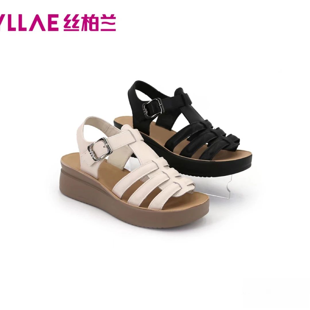 丝柏兰罗马鞋圆头魔术贴罗马坡跟凉鞋休闲时尚百搭425275567