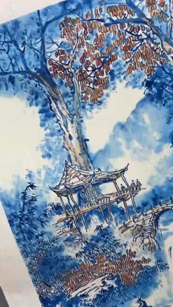 国画刘伟绘画2.7平尺青瓷山水