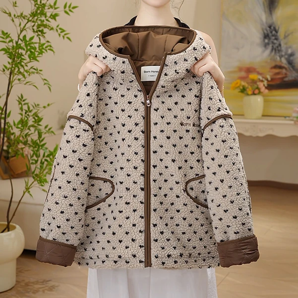 女童秋冬季毛绒棉服2025秋冬季新款女孩中大童厚款毛绒外套Q63265