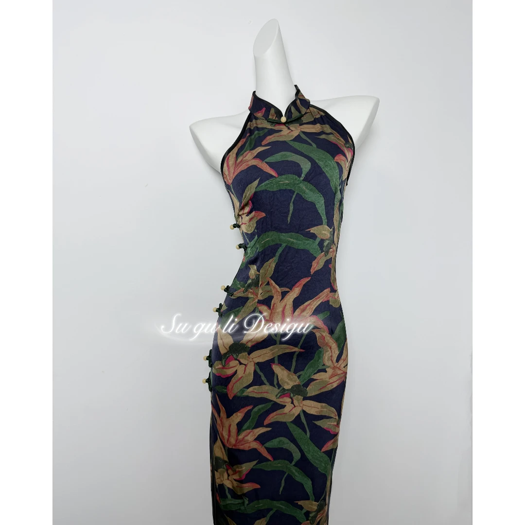 苏故里【花影扶疏】少女气质传统款旗袍新中式日常旗袍单层衣长122