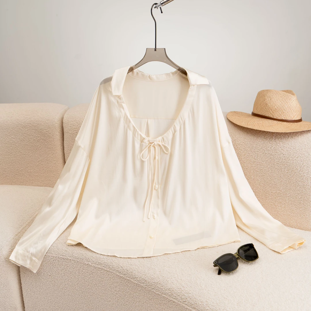 领抽绳松弛长袖上衣/HZ52269