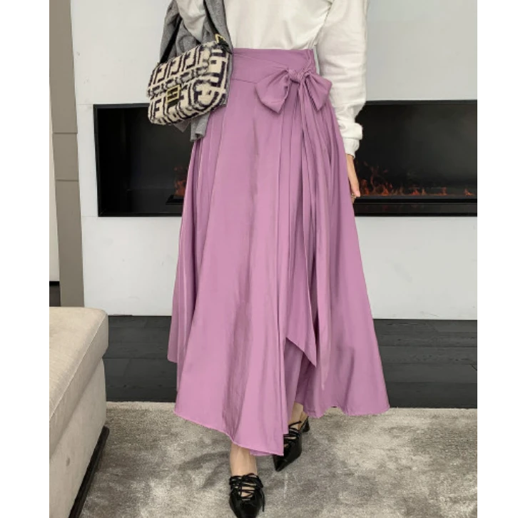 一片式紫色显瘦中长半身裙女半裙158
