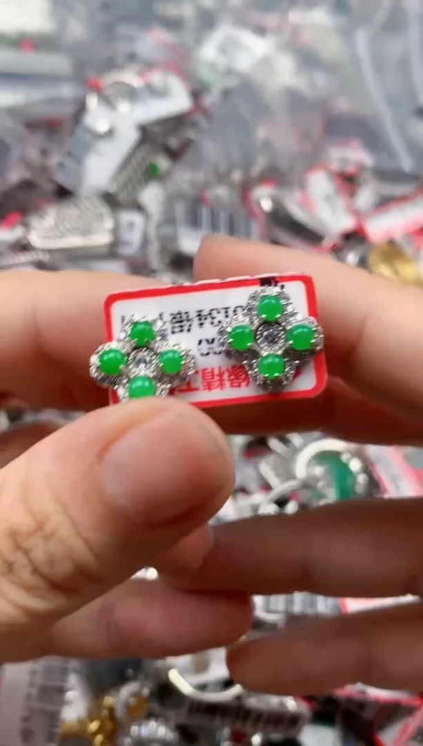 银S925镶嵌戒指翡翠天然A货缅甸翡翠