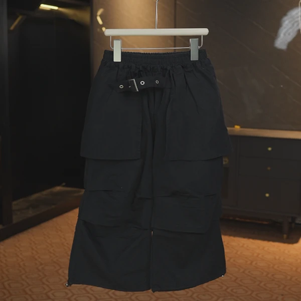 黑色工装裤女童夏季薄款25年新款时尚潮流百搭休闲裤纯色运动